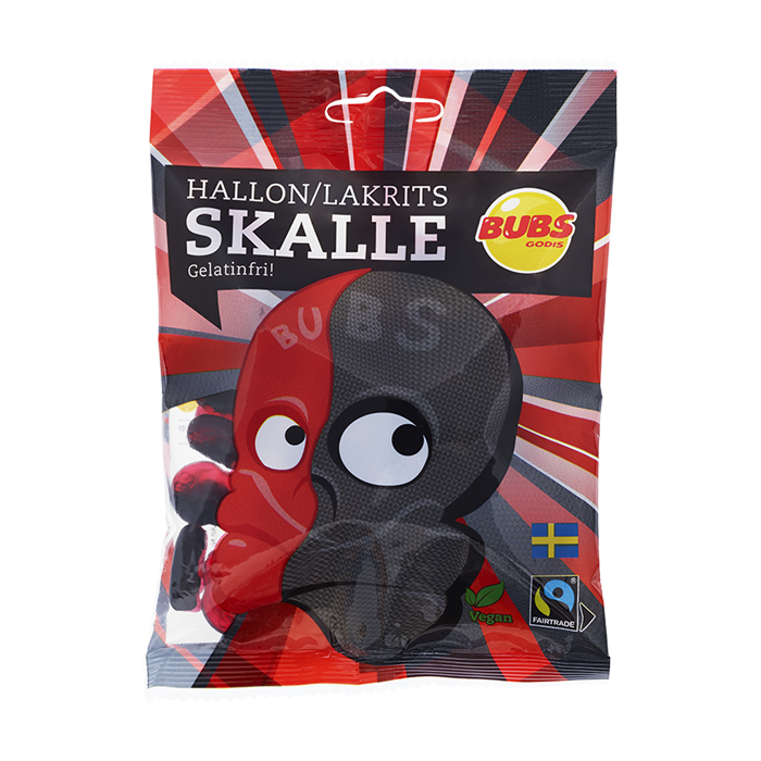 Bubs Raspberry/Licorice Skalle (175g)